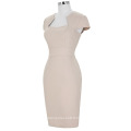 Grace Karin Ladies Sexy Khaki Couleur Hips Wrapped Cap Sleeve Retro Vintage Crayon Bodycon Dress CL008947-4